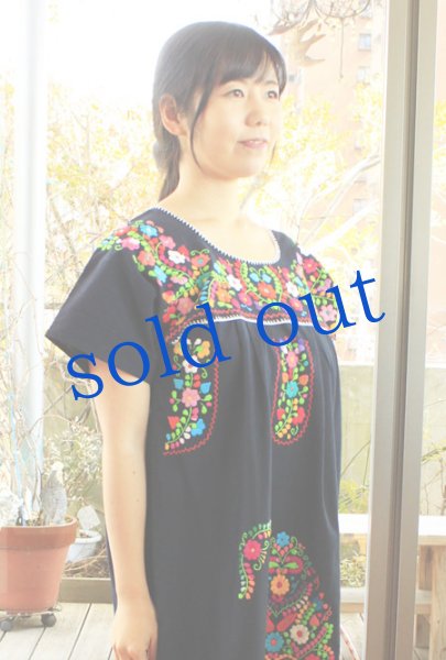 画像3: 定番メキシコ刺繍チュニックワンピース　 (3)