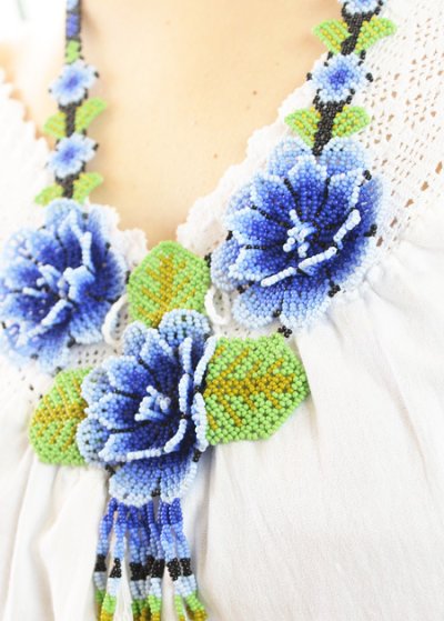 画像2: ウィチョルビーズの花ネックレス　