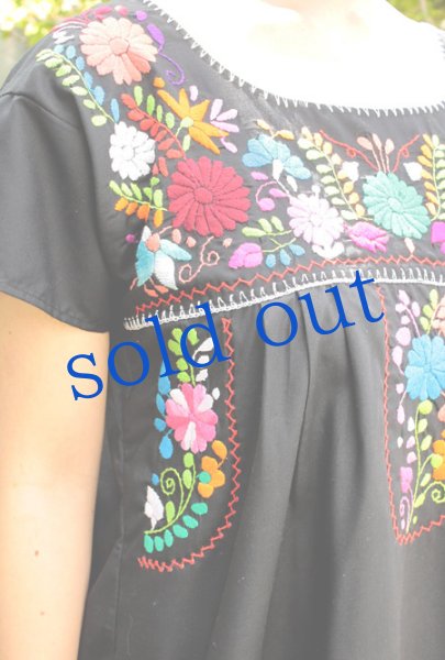 画像2: 定番メキシコ刺繍チュニックワンピース (2)