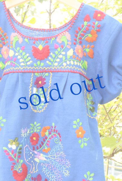 画像2: 孔雀柄 メキシコ刺繍のチュニック  (2)