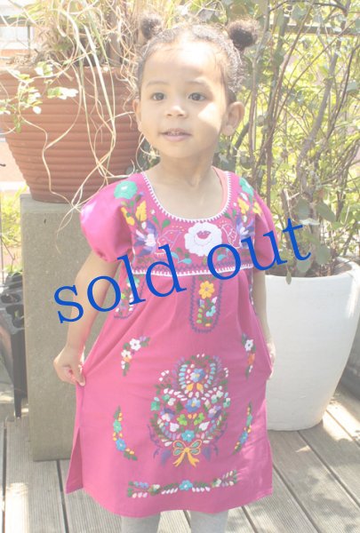 画像2: メキシコ刺繍のチュニックワンピース　 (2)