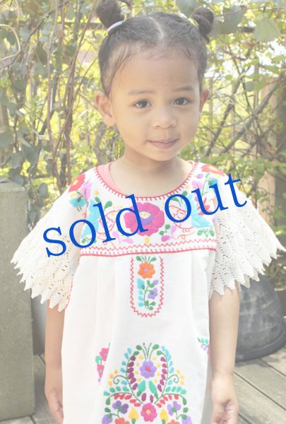 画像3: レース袖のメキシコ刺繍のワンピース (3)