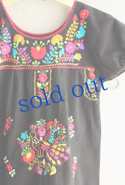 画像3: 孔雀柄メキシコ刺繍のチュニック (3)