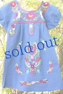 メキシコ刺繍の子供服ワンピース、チュニック、メキシカン刺繍