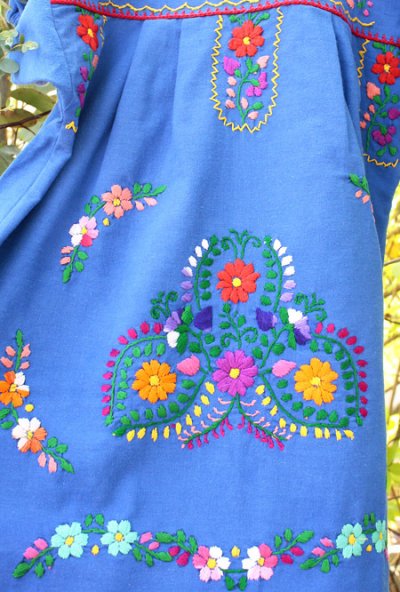 画像1: メキシコ刺繍のワンピース　
