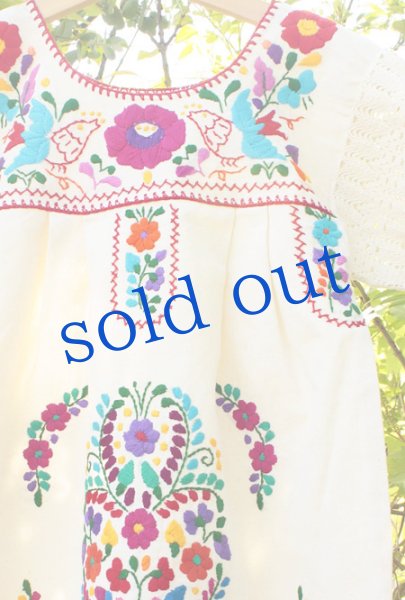 画像5: レース袖のメキシコ刺繍のワンピース (5)