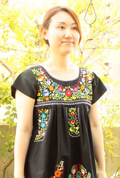 画像3: 定番メキシコ刺繍レース袖ワンピース　 (3)