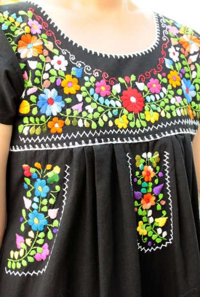 画像2: 定番メキシコ刺繍レース袖ワンピース　 (2)