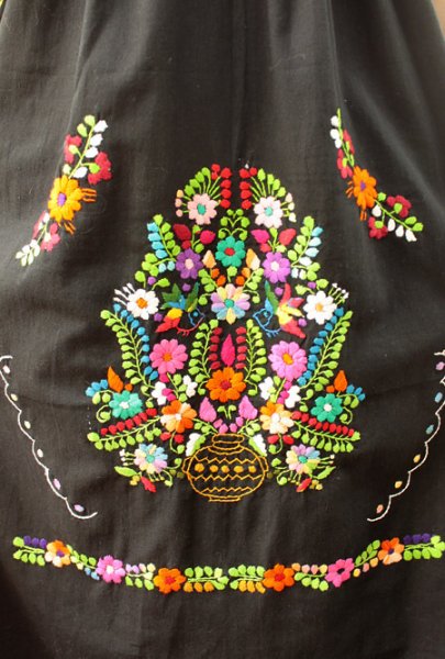 画像4: 定番メキシコ刺繍レース袖ワンピース　 (4)