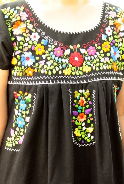 画像2: 定番メキシコ刺繍レース袖ワンピース　