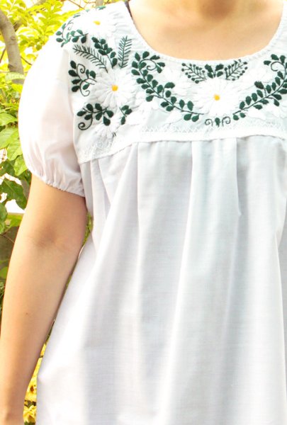 画像2: 定番メキシコ刺繍ブラウス (2)