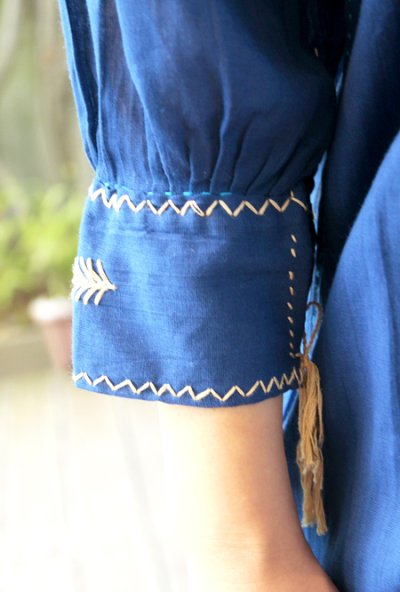 画像2: メキシコ刺繍長そでガーゼ生地ブラウス「チアパス」