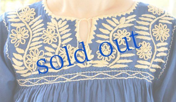 画像5: メキシコ刺繍長そでガーゼ生地ブラウス「チアパス」 (5)