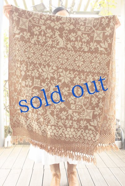 画像2: プエブラ州の刺繍ショール胡桃 (2)