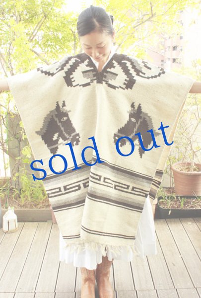 画像2: オアハカ州のロングカウボーイポンチョ　 (2)