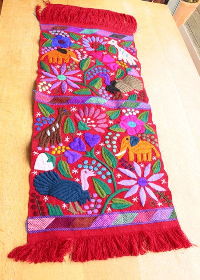 画像1: シナカンタンの手織り生地手刺繍タペストリー