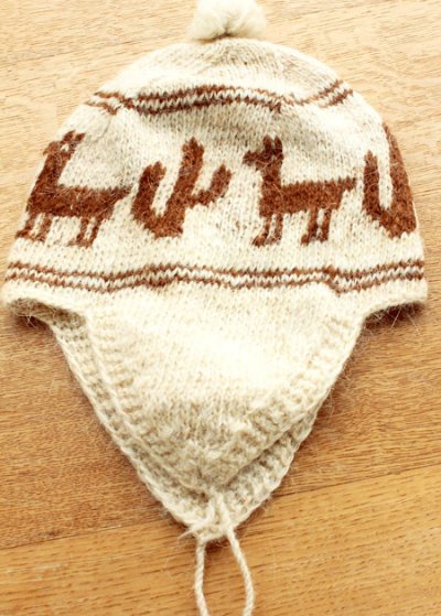画像1: アルパカ毛糸のニット帽　