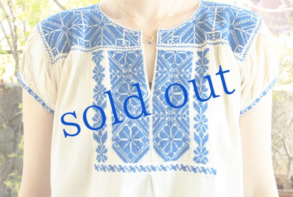 画像5: クロスステッチ刺繍半袖ブラウス (5)