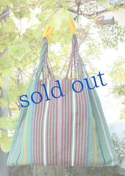 画像4: メキシコチアパス手織り生地のハンモックバッグ (4)