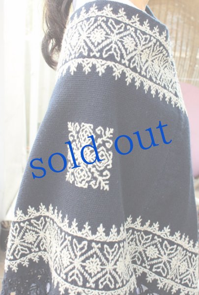 画像4: プエブラ州のポンチョ綿糸手織り生地 (4)