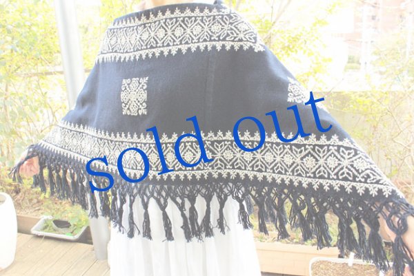 画像5: プエブラ州のポンチョ綿糸手織り生地 (5)