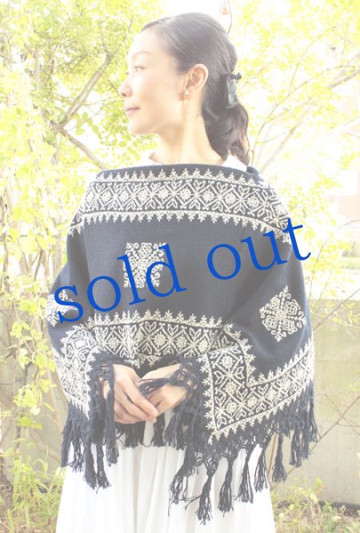 画像2: プエブラ州のポンチョ綿糸手織り生地 (2)