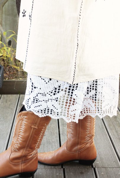 画像4: 手編みクロシェレースのペチコート (4)
