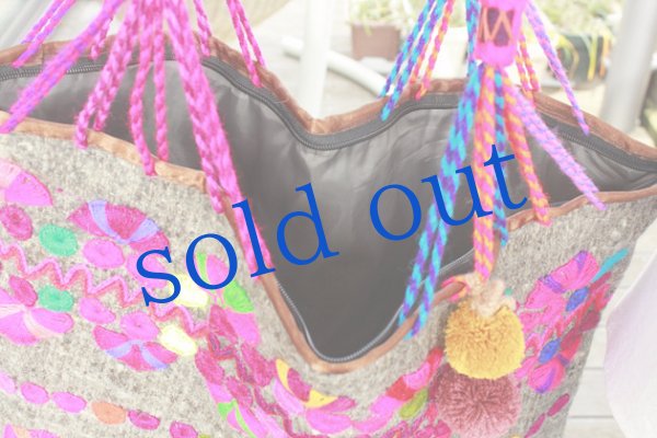 画像5: 手つむぎ・手織りウールのバッグ (5)