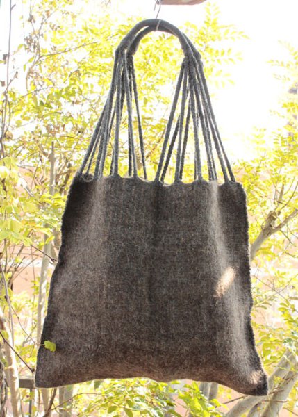 画像2: チャムラのウール手織り生地バッグ (2)