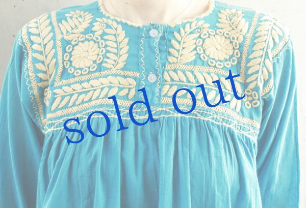 画像5: メキシコ刺繍長そでガーゼ生地ブラウス「チアパス」 (5)