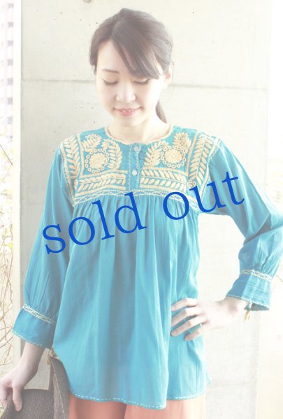 画像3: メキシコ刺繍長そでガーゼ生地ブラウス「チアパス」 (3)