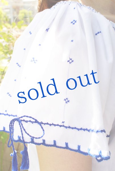 画像4: ミチョアカンのクロスステッチとスモッキング刺繍ブラウス (4)