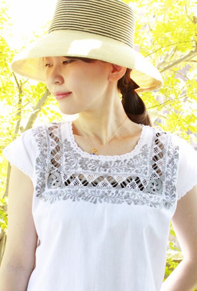 画像1: サンアントニーノ刺繍ウィピルトップス