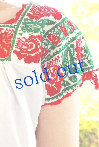 画像3: 「薔薇のクロスステッチ」メキシコ刺繍ブラウス　 (3)