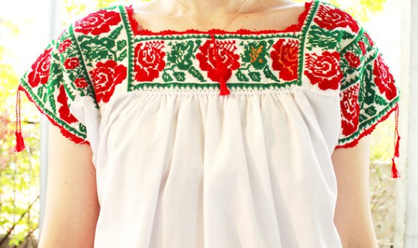 画像5: 「薔薇のクロスステッチ」メキシコ刺繍ブラウス　 (5)