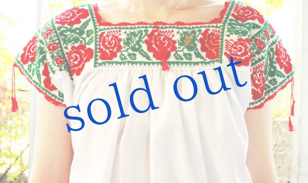 画像5: 「薔薇のクロスステッチ」メキシコ刺繍ブラウス　 (5)