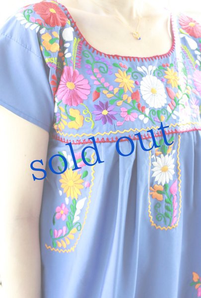 画像2: メキシコ刺繍チュニックワンピース　 (2)