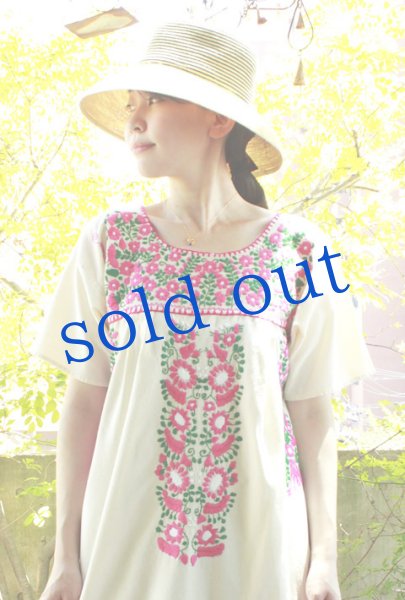 画像2: メキシコプエブラ刺繍ワンピース　 (2)