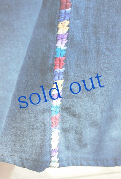 画像5: 藍の織と刺繍の巻きスカート　 (5)