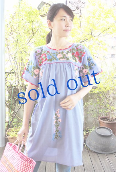画像3: ガーゼ刺繍のチュニックワンピース　 (3)