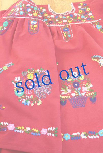 画像1: メキシコ刺繍のチュニックワンピース　 (1)