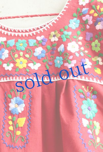 画像2: メキシコ刺繍のチュニックワンピース  (2)