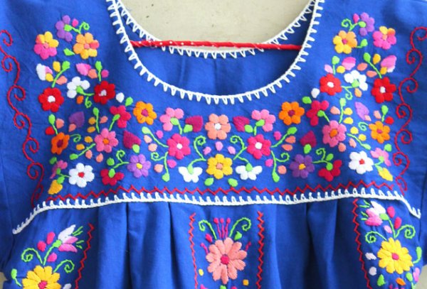 画像3: メキシコ刺繍のチュニックワンピース (3)