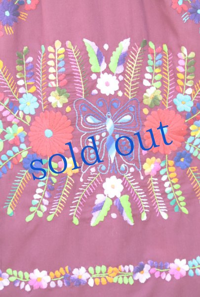 画像4: マンタ生地のメキシコ刺繍ワンピース (4)