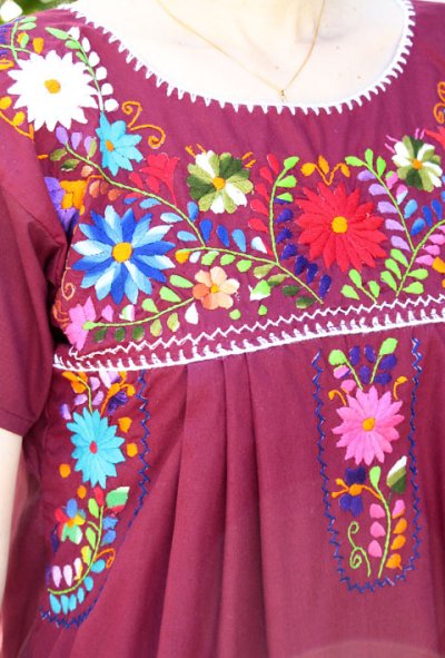 画像3: マンタ生地のメキシコ刺繍ワンピース