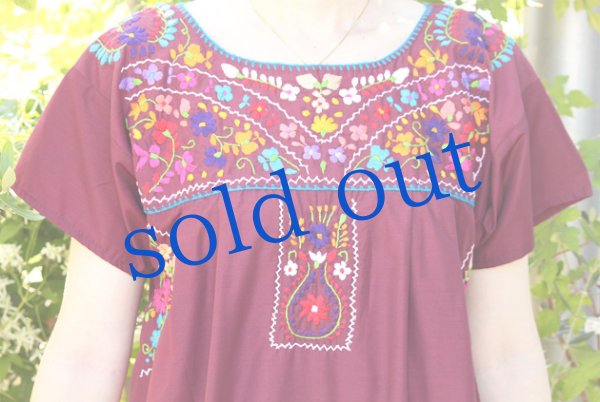 画像5: マンタ生地のメキシコ刺繍ワンピース (5)