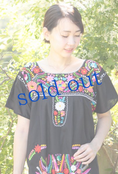 画像3: マンタ生地のメキシコ刺繍ワンピース　 (3)