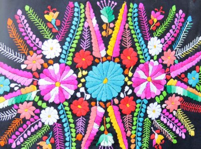画像2: マンタ生地のメキシコ刺繍ワンピース　