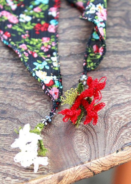 画像4: トルコ手編みオヤ付きスカーフ　 (4)