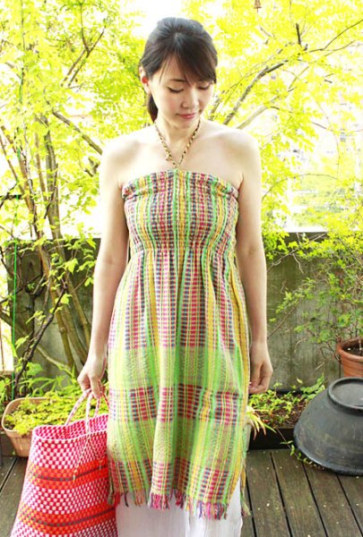 画像3: メキシカン手織生地ワンピース　 (3)